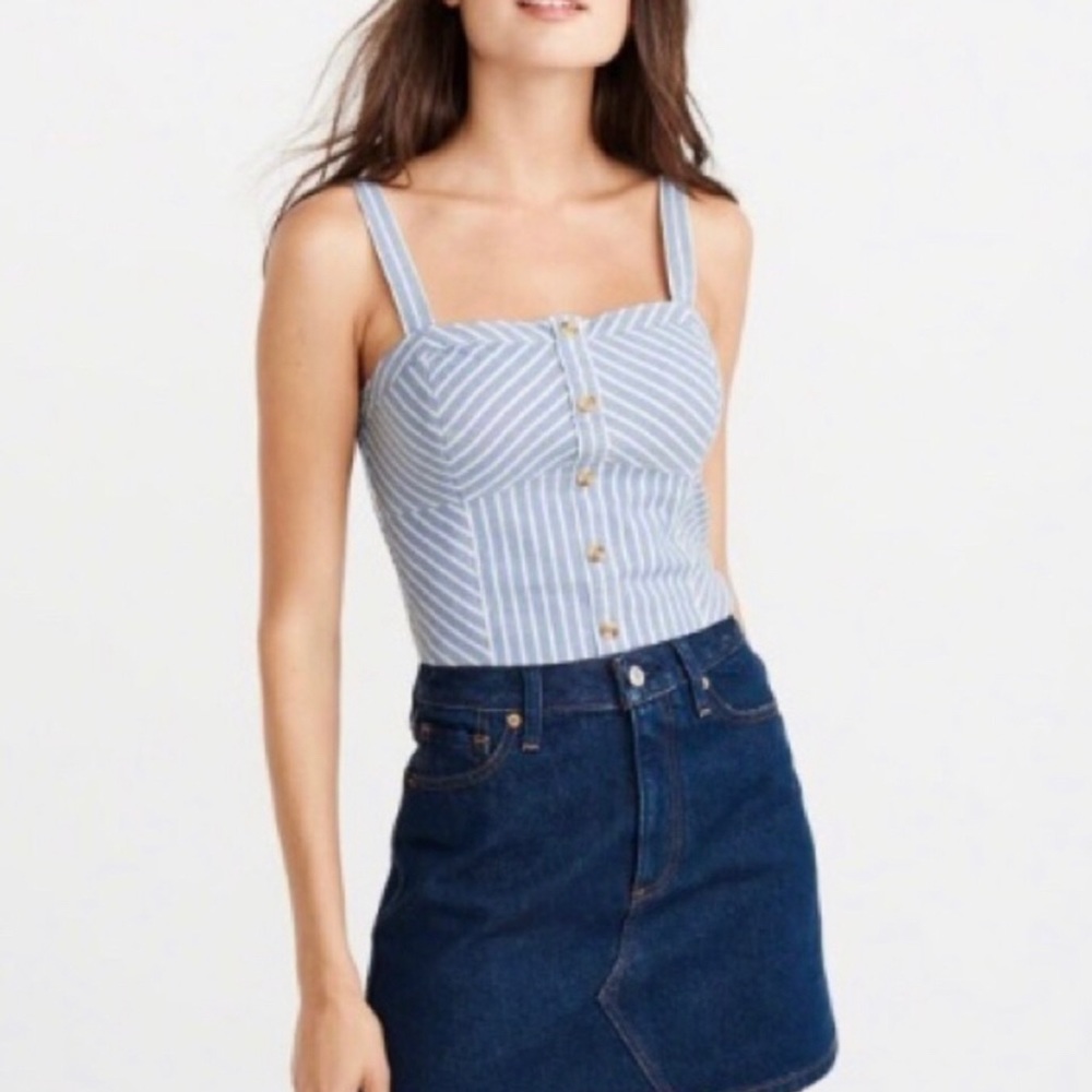 ⛱ NWT Abercrombie & Fitch Striped Crop Top Tank XL - Picture 2 of 11